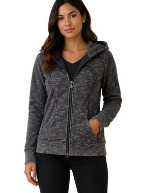 Lululemon Charcoal Grey Heathered Full Zip Hooded Jacket Size 12